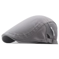 Dark grey newsboy cap with breathable mesh side panels and adjustable metal buckle - Gray