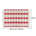 Red geometric diamond pattern cotton linen placemat with tassels 30x50cm size - 30x50cm / Red Rhombus Placemat