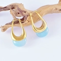 Orecchini vintage a U in resina oro e azzurro appesi a un ramo di legno naturale - Azzurro