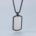 Collana con piastrina militare in acciaio inox con bordo nero e piastra d'argento - Nero e Argento