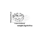 Silver titanium steel chain link ring featuring hollow rectangle design with 0.7cm width - TYR0457 / Silver Rectangular Buckle