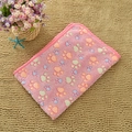 Soft pink flannel pet blanket with colorful paw prints and durable stitched edges - Pink Paw Print