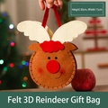 Christmas felt gift bag with reindeer design, 20x15cm size for holiday candy packing - Cartoon Reindeer