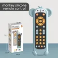 Telecomando giocattolo per neonati a forma di scimmia blu con suoni e luci in scatola - Custodia in Silicone Scimmia + Telecomando Nero