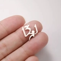 Polished silver stainless steel dumbbell pendant with hollow figure 13 for DIY jewelry - Steel Climber
