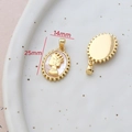 Golden 14k gold-filled 25mm oval queen relief pendant charm for DIY jewelry - 14# Oval Queen Cameo Mother of Pearl