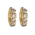 Boucles d'oreilles créoles dorées minimalistes avec quatre pierres en zircone - Créoles avec Quatre Zircones