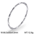 Silver stainless steel bamboo style geometric bracelet in minimalist high-polished finish - Steel Olive Beaded Style (KB171034-KFC)