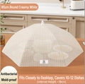Cream white foldable mesh food cover with 80cm diameter for home table protection - Standard Large Round 80cm / Creamy White
