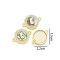 Colgante de Virgen María dorado con nácar de abulón y cristales para joyería - Estilo Perfil Virgen Doble Asa F