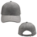 Detailed views of gray suede baseball cap featuring metal buckle and premium stitching - One Size / Gray