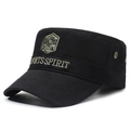 Zwarte canvas platte militaire pet met Army-ster borduursel en schildvormige badge - Verstelbaar / Zwart