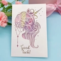 3D unicorn greeting card with Good Luck text and colorful hollowed-out paper art - Unicorn