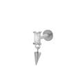 F136 titanium stud with rectangle zircon and silver cone charm for cartilage piercing - 7# Silver Rectangle Zircon Spike