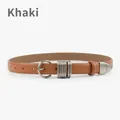 Vintage tan leather belt for women with silver multi-ring metal buckles and carved tip - Earthy Yellow