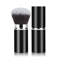 Detail of retractable makeup brush showing open bristles and closed storage state - Large / Black Silver