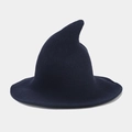 Detail of navy blue knitted witch hat showing high-density yarn texture and pointed top - M (56-58cm) / Navy Blue