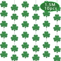Guirnalda de trébol verde con purpurina de 1,5m para San Patricio, pack de 10 - Guirnalda de Trébol con Purpurina