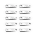 Set of 10 silver stainless steel heart shaped metal tags with S.STEEL engraved logo - Steel Color Engraved 3x10mm