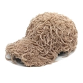 Gorra de béisbol caqui con flecos de felpa y textura de pelo para otoño e invierno - M (56-58cm) / Caqui