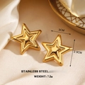 Minimalist gold-plated stainless steel star-shaped stud earrings on silk fabric - Gold Star Style (1673)