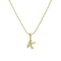 18k gold plated ball chain necklace featuring a minimalist letter K pendant with pearl - Letter K