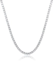 Classic 18K white gold plated tennis necklace featuring sparkling 2mm silver zircons - 18 Inch (45cm) / White Gold 4-Prong (Width 4mm)