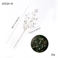 Silver 38cm Christmas star branch pick with glitter leaves and berries for tree decor - White Shell Style