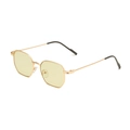 Lunettes de soleil polygonales rétro avec monture dorée et verres jaune pâle - Monture Dorée Verres Vert Olive