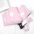 Paraguas automático rosa con flores blancas y funda a juego con diseño compacto - 8 Varillas Automático / Rosa Estilo Francés
