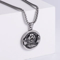 Retro stainless steel No Pain No Gain lifting bear pendant necklace with box chain - Steel Color Pendant (With Chain)