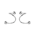 Silver 925 plated screw back stud earrings with double ball ends and polished finish - Round Bead Spiral Screw Back Style