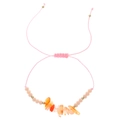 Handmade pink woven bracelet featuring orange raw crystal stones and faceted beads - Pink