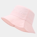 Detail view of pink quick-dry bucket hat with reinforced stitching on the brim - M (56-58cm) / Pink