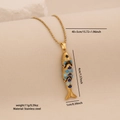 Golden stainless steel necklace with blue articulated fish pendant and sizing details - Blue Gradient Jointed Fish (5#)