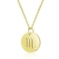 Minimalist gold Scorpio zodiac coin necklace with hollow stainless steel pendant design - Gold Scorpio