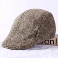 Vintage brown herringbone wool flat cap for men with a classic textured autumn style - Khaki Herringbone