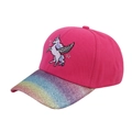 Rosarote Mädchen Einhorn Baseballkappe mit Regenbogen-Glitzerschirm und Stickerei - Regenbogen Flügel Einhorn - Rosarot