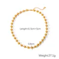 Collana minimalista con sfere in acciaio inossidabile dorato e chiusura a moschettone - Collana di Perline Grandi Oro (Perline da 0.8cm)