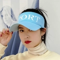 Light blue knitted sun visor for outdoor sports with white SPORT letter embroidery - Adult / Blue