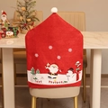 Christmas chair cover featuring Santa Claus and snowman patterns in festive red non-woven fabric - Snowflake Style