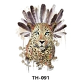 Waterproof tattoo sticker TH-091 featuring a leopard with feather headpiece illustration - Th-091 / 210*148mm