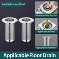 Universal stainless steel floor drain filter 2-pack long size for 38mm-65mm holes - 304 Stainless Steel Strainer Long - Large (2pcs)