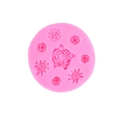 Molde de silicona rosa con rosa central y texturas florales para decoración de tartas - 5# Rosa / Racimo de flores con múltiples agujeros / Diámetro 9 cm