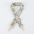 Detail of adjustable geometric woven bag strap with golden metal lobster clasps - Ethnic Jacquard 31 - Light Gold Buckle