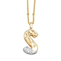 Collier avec pendentif lettre S bicolore or et argent orné de cristaux blancs - Lettre S