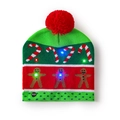 LED Christmas beanie with gingerbread and candy cane patterns in red and green colors - Red Green Gingerbread-Candy