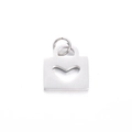Polierter silberner Edelstahl-Handtaschenanhänger mit hohlem Herz für DIY-Schmuck - Herz Handtasche Schloss / Silber