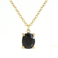Collana in acciaio inossidabile placcata oro 18K con ciondolo in zircone nero - Zircone Nero