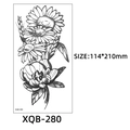 Sunflower and wheat floral temporary tattoo sticker in black and white style, model XQB-280 - Sunflower and Wheat Ear (XQB-280)